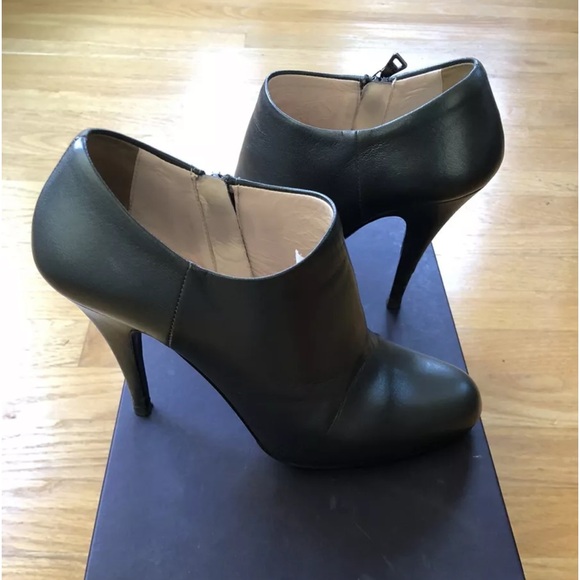 PRADA Asfalto Gray Leather Ankle Booties/Boots Italy Size EU 38 US 8 - Picture 1 of 10